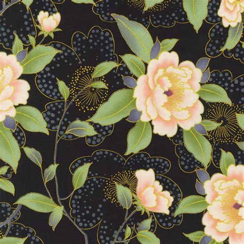 robert kaufman kaufman imperial collection black flowers black metallic fabric|imperial collection honoka.